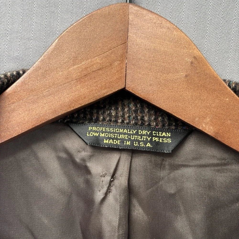 Vintage Brassard Mens 42R Tweed Blazer Brown Wool Sport Coat Dark Academia USA